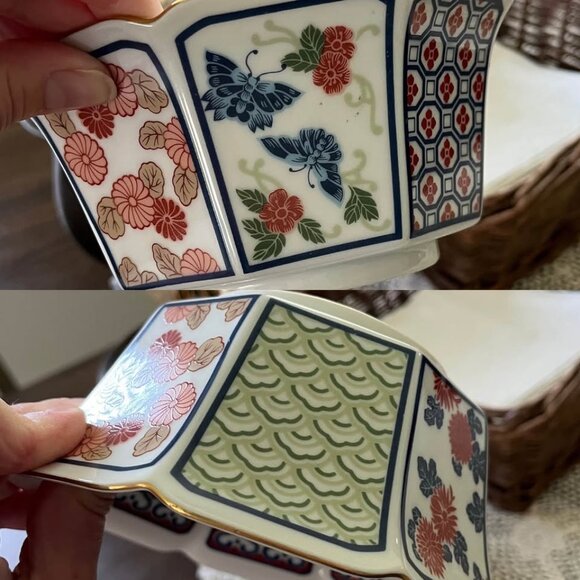 Vintage Mikado Bowl Planter Butterfly Floral Asian Art Decor - Picture 4 of 9